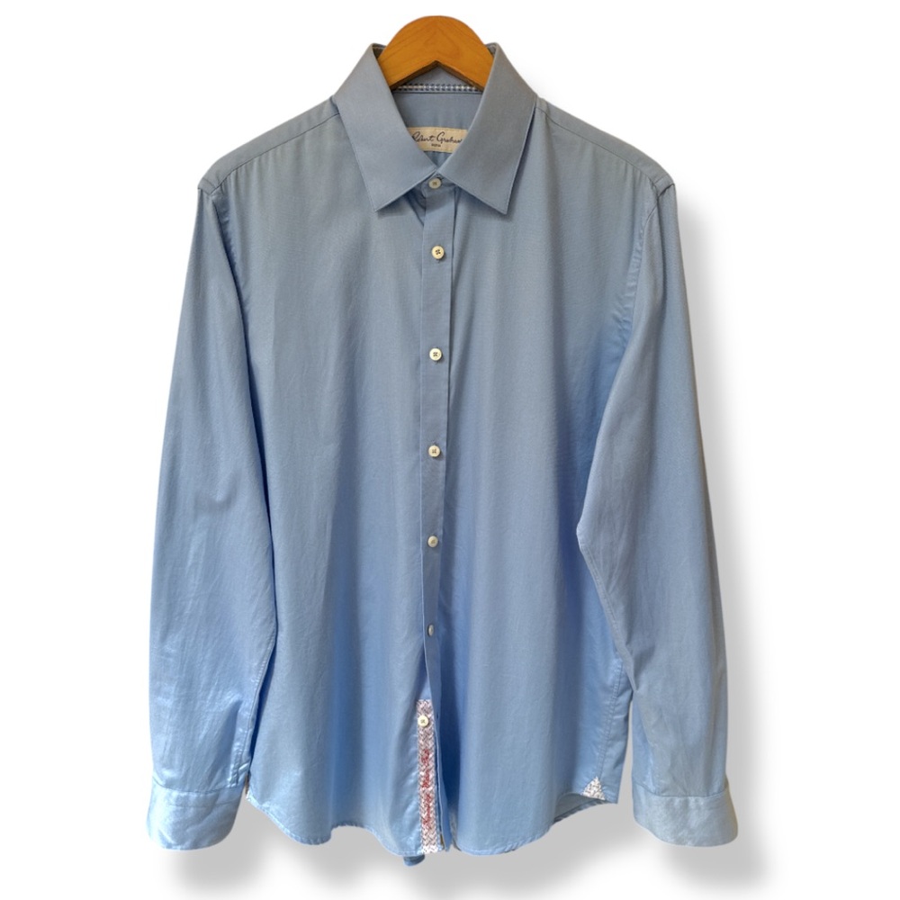 Robert Graham Long Sleeve Button Down Shirt | 42 - 16.5 | Blue | $60